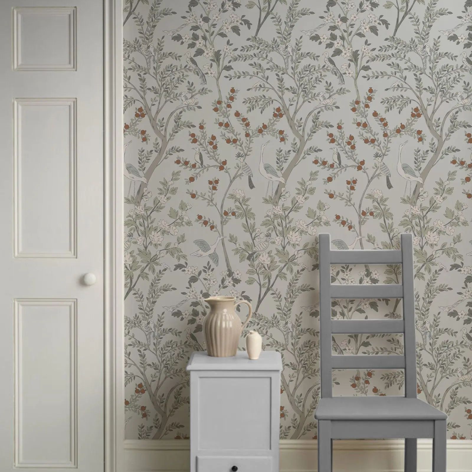 Herbal Wallpaper - Naklejka ścienna w stylu vintage z