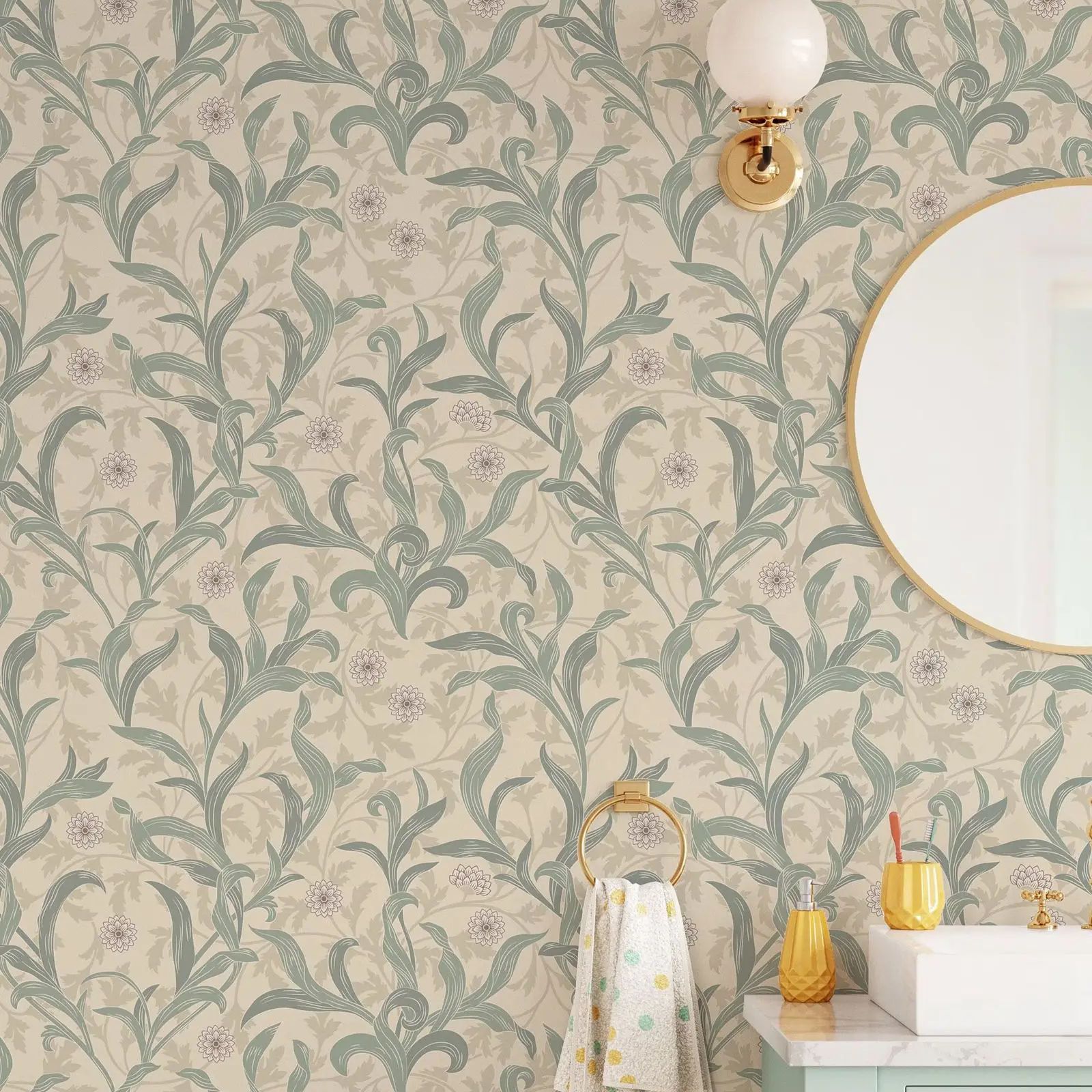 Herbal Wallpaper - Tapeta w stylu vintage z motywem