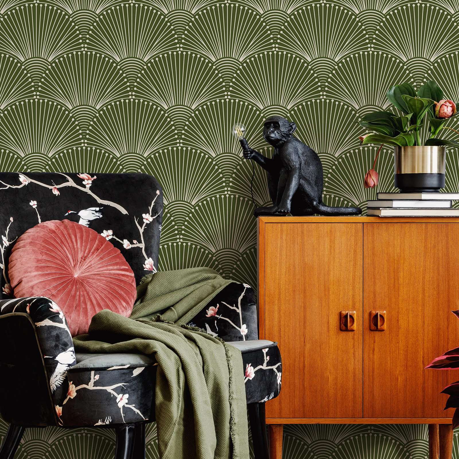 Zielona nowoczesna tapeta z pa – Herbal Wallpaper recenzja i cena