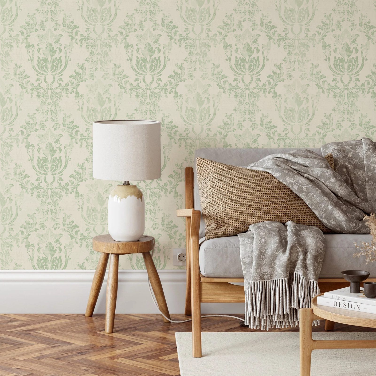 Vintage Green Damask Wallpaper – Herbal Wallpaper recenzja i cena