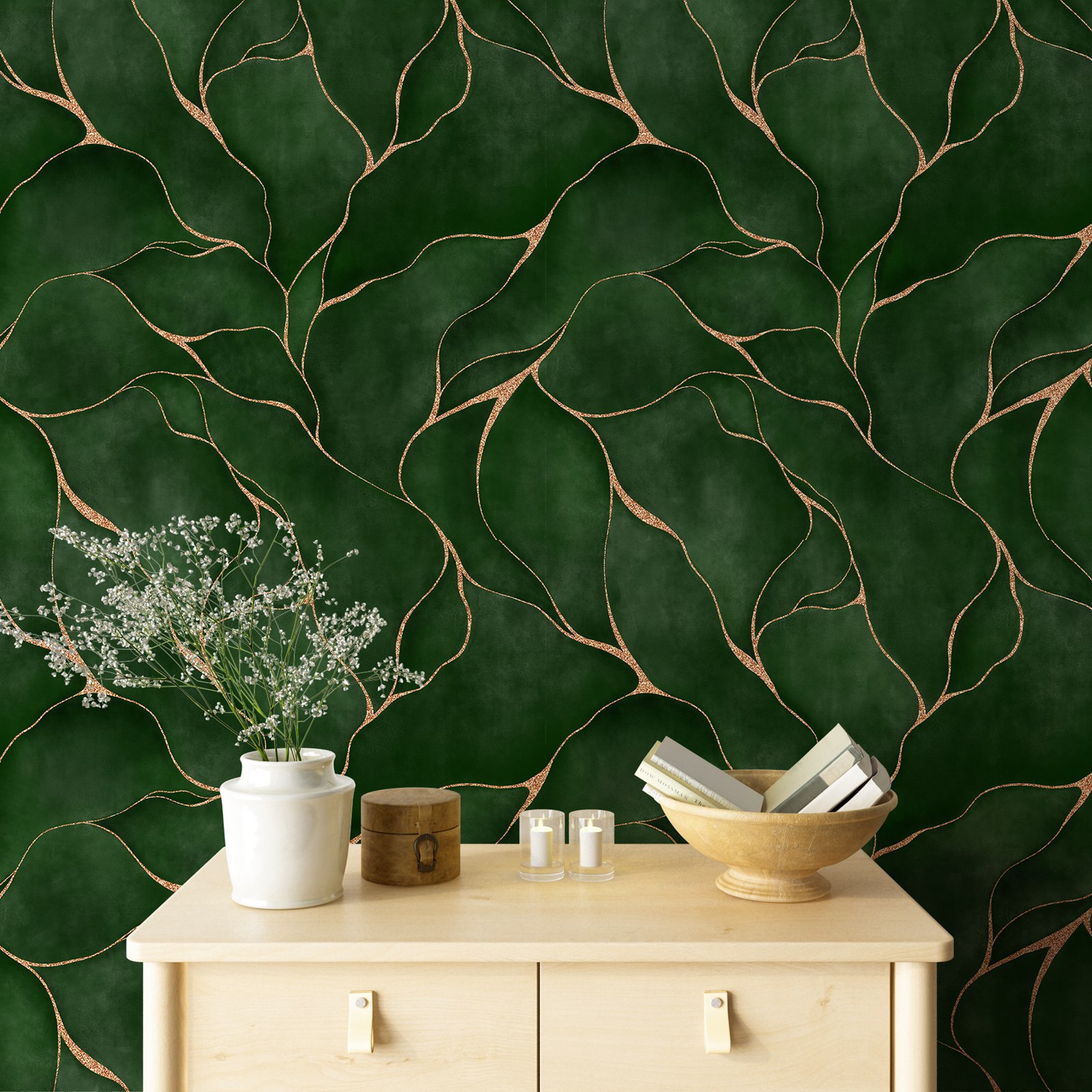 Zielone akwarelowe liście tape – Herbal Wallpaper recenzja i cena