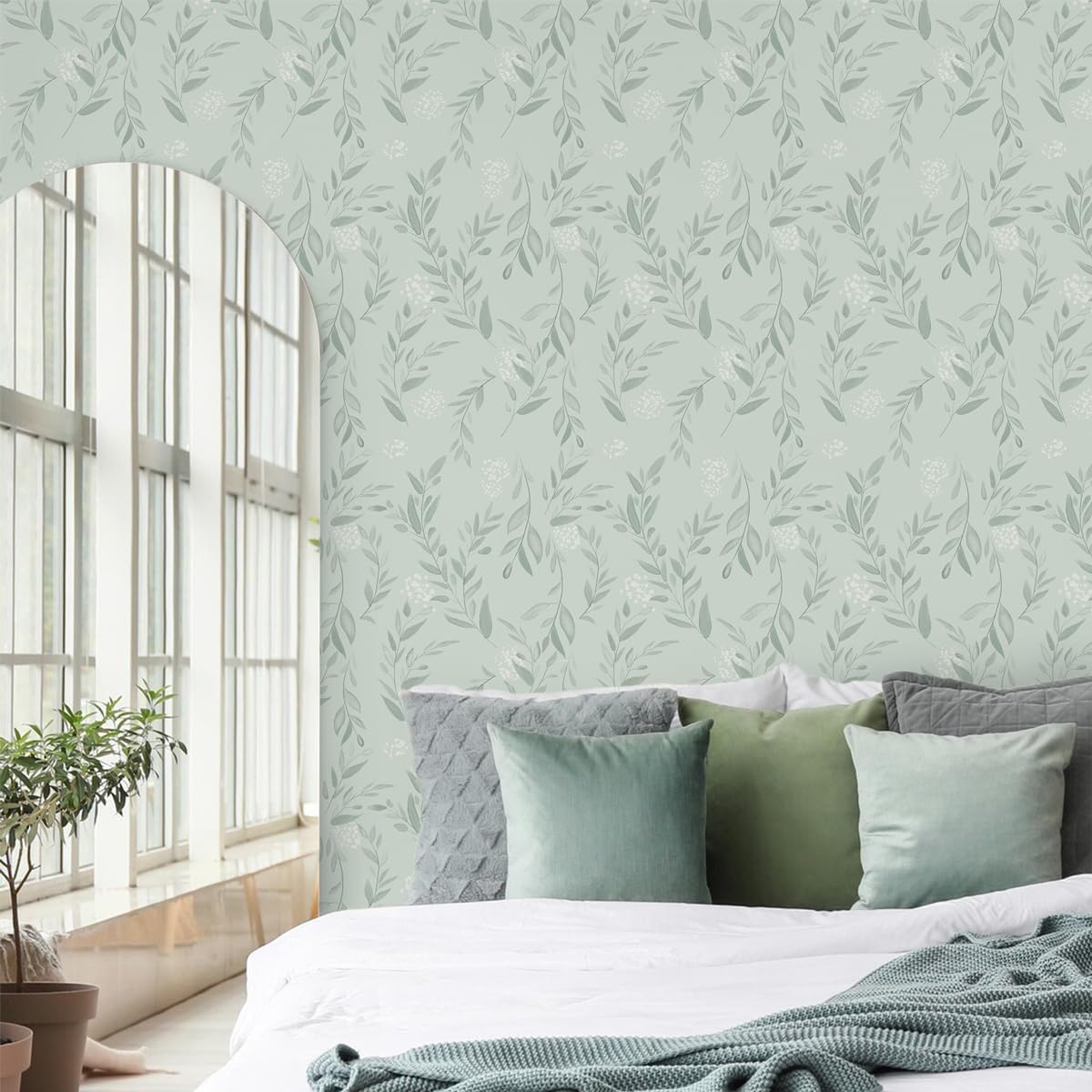 Sage Green Leaf Peel and Stick – Herbal Wallpaper recenzja i cena